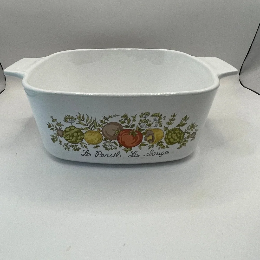 Corning Ware Spice O Life Casserole Dish Medium White Vintage Bakeware